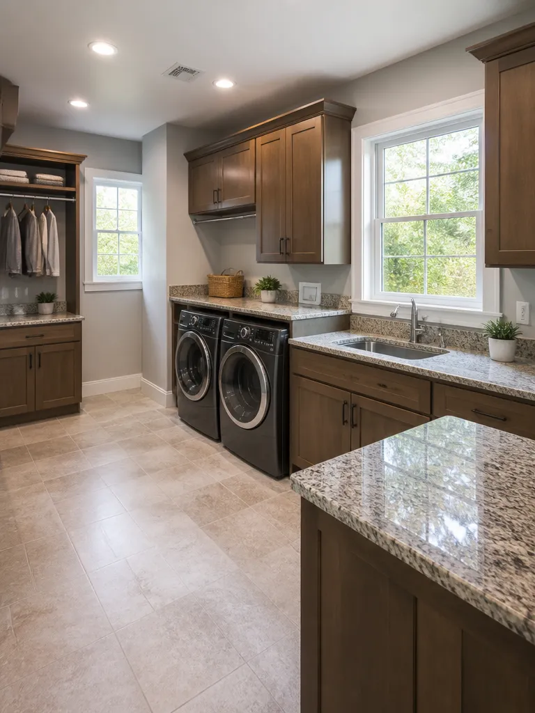 Granite Countertops Laundry Room Warm residential staging