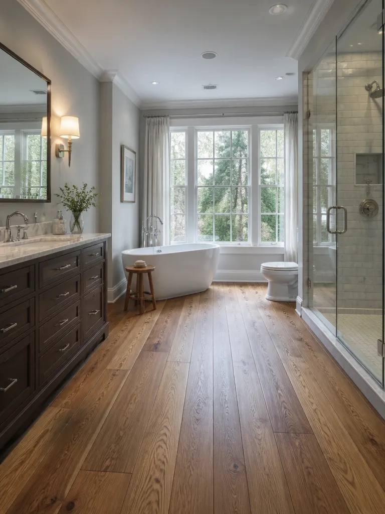 Hardwood Flooring Bathroom Luxury editorial staging
