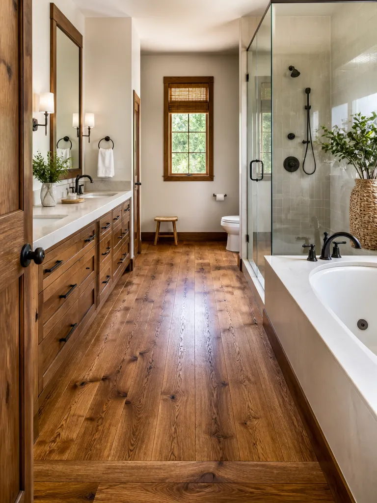 Hardwood Flooring Bathroom Warm residential staging