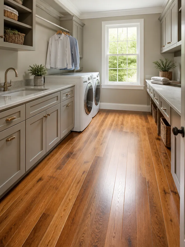 Hardwood Flooring Laundry Room Warm residential staging