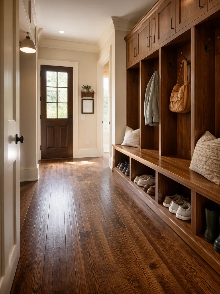 Hardwood Flooring Mudroom Warm residential staging