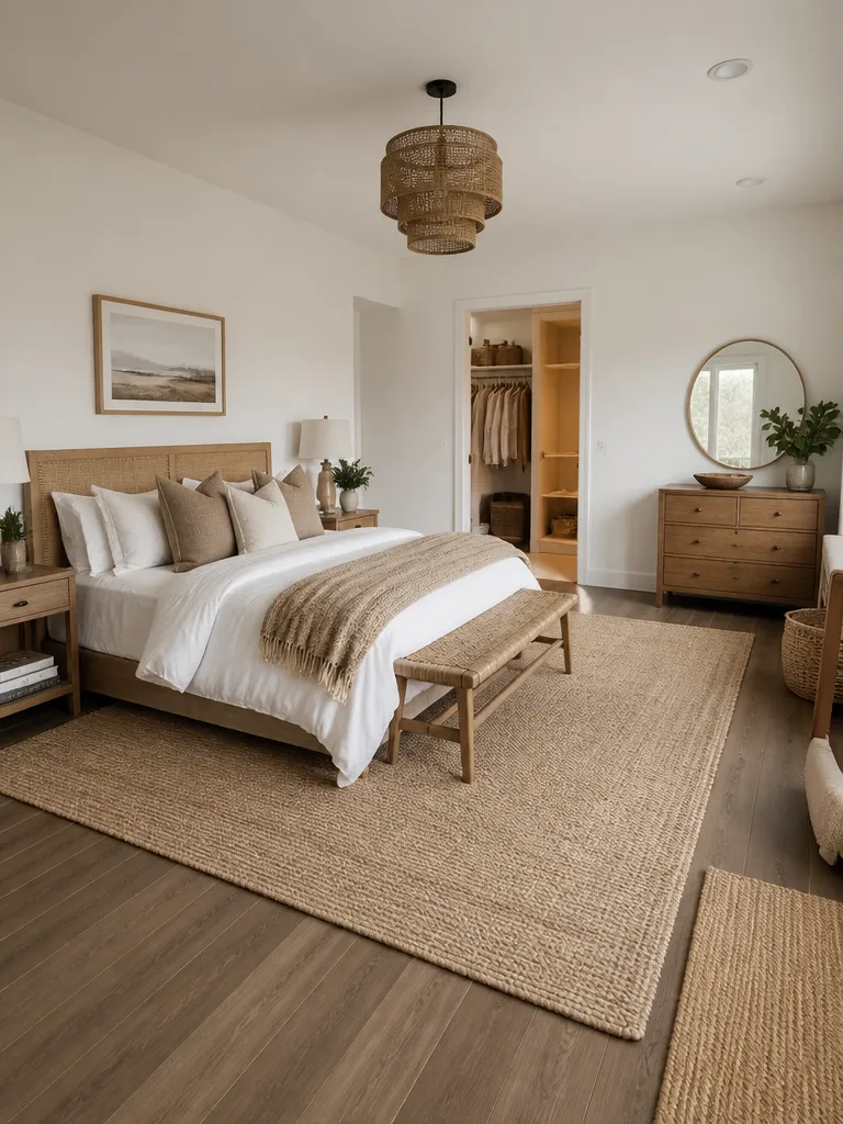 Jute Rug Bedroom Luxury editorial staging