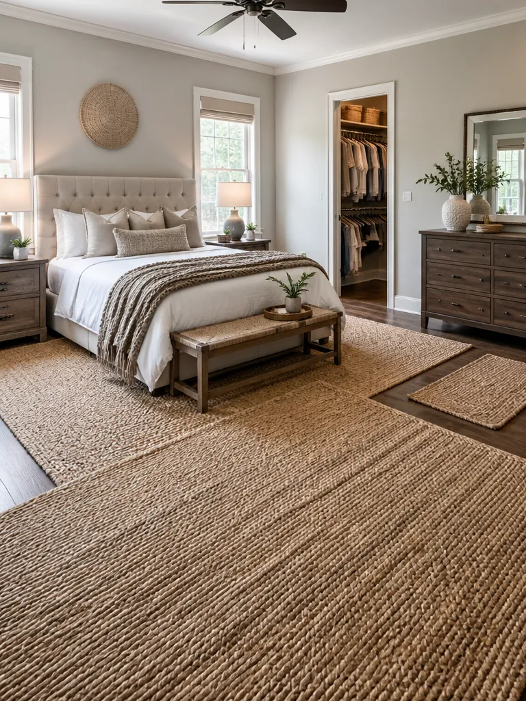 Jute Rug Bedroom Warm residential staging