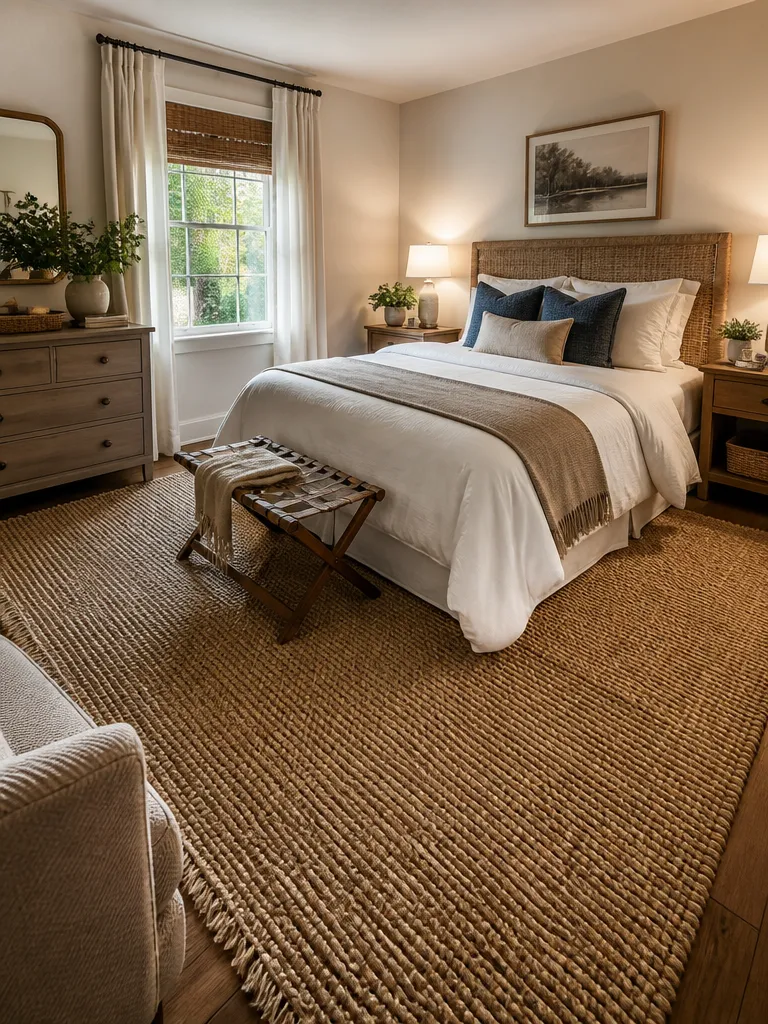 Jute Rug Guest Bedroom Warm residential staging