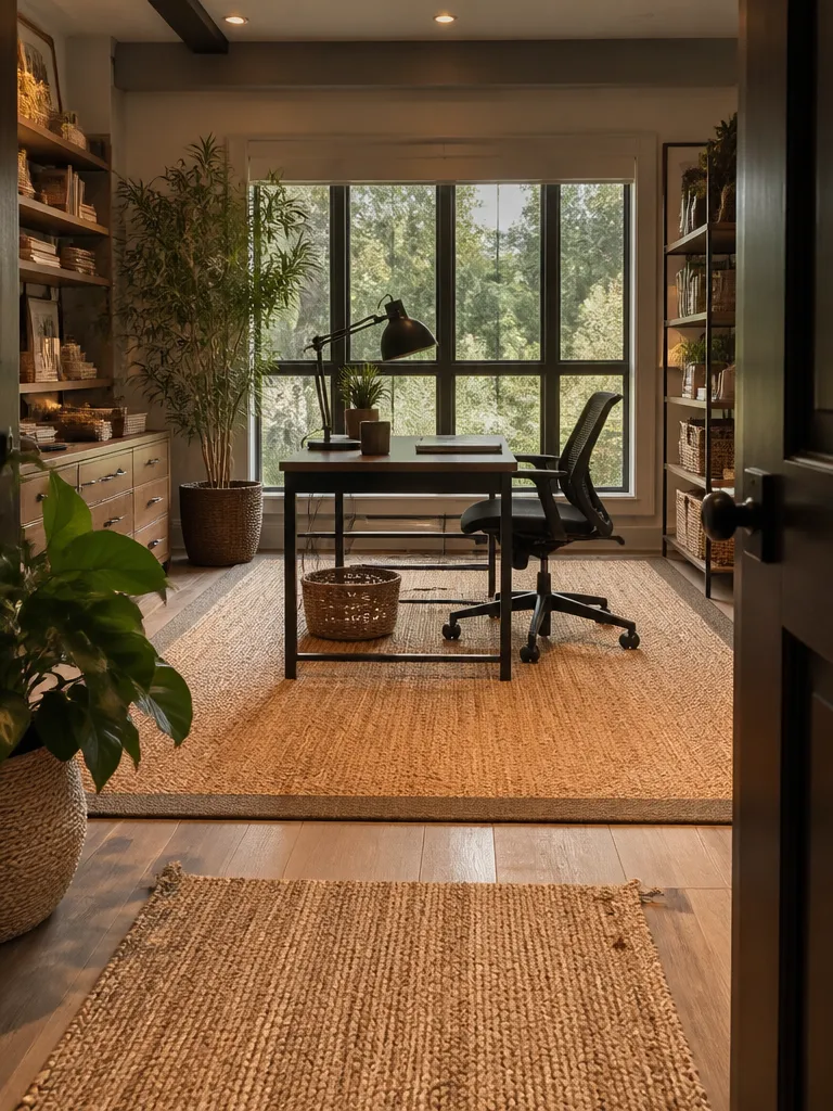 Jute Rug Home Office Warm residential staging