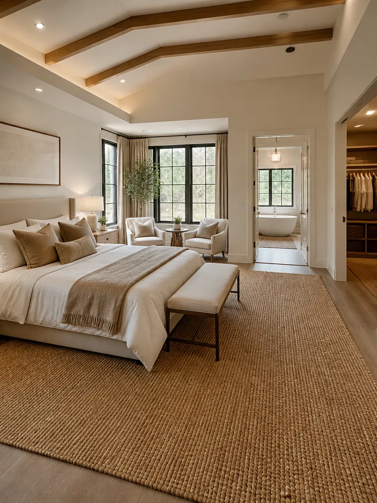 Jute Rug Master Bedroom Luxury editorial staging