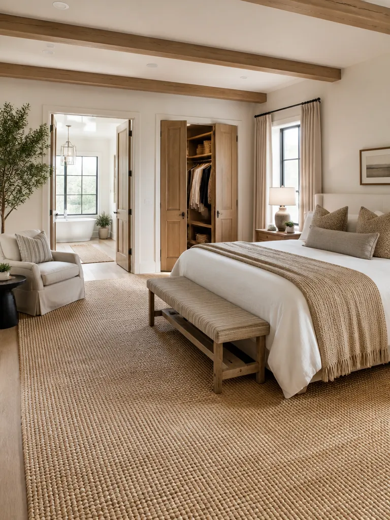 Jute Rug Master Bedroom Warm residential staging