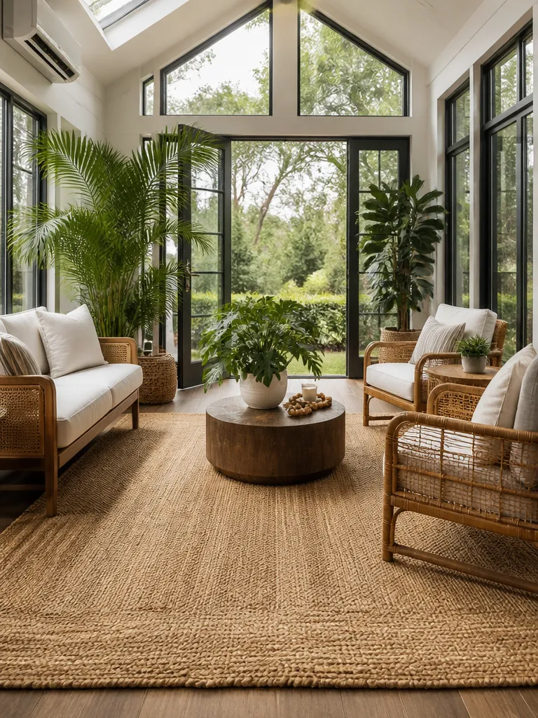 Jute Rug Sunroom Luxury editorial staging