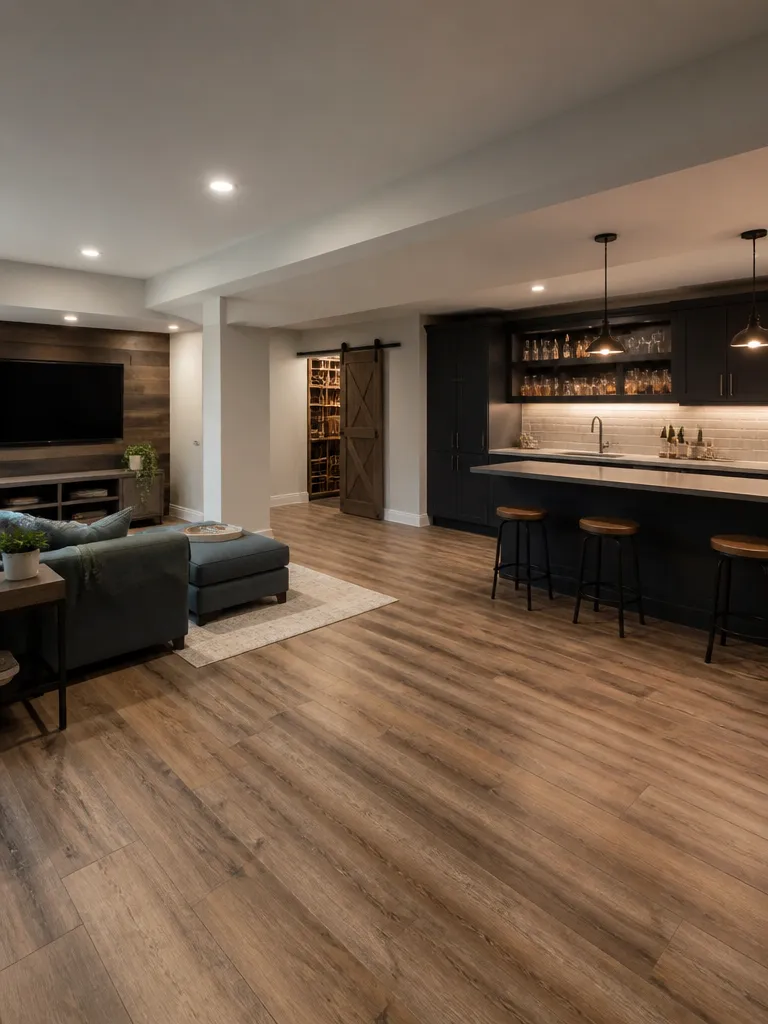 Laminate Flooring Basement Warm residential staging