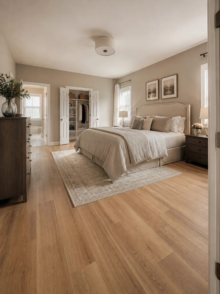 Laminate Flooring Bedroom Warm residential staging