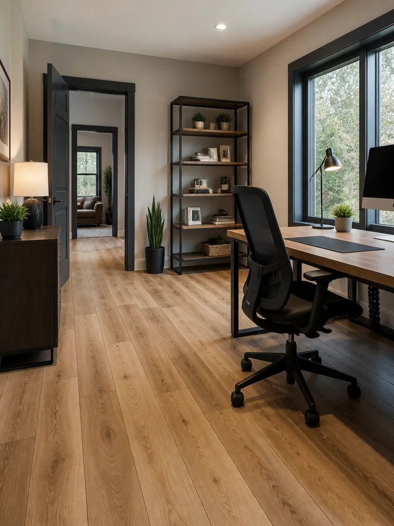 Laminate Flooring Home Office Warm residential staging