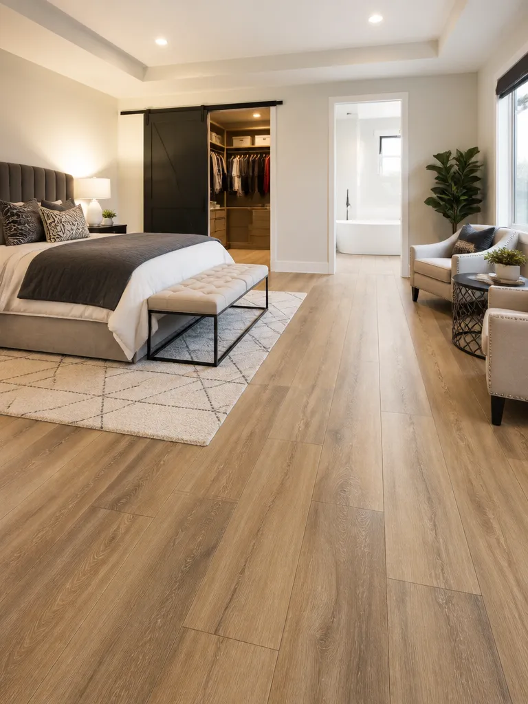 Laminate Flooring Master Bedroom Warm residential staging