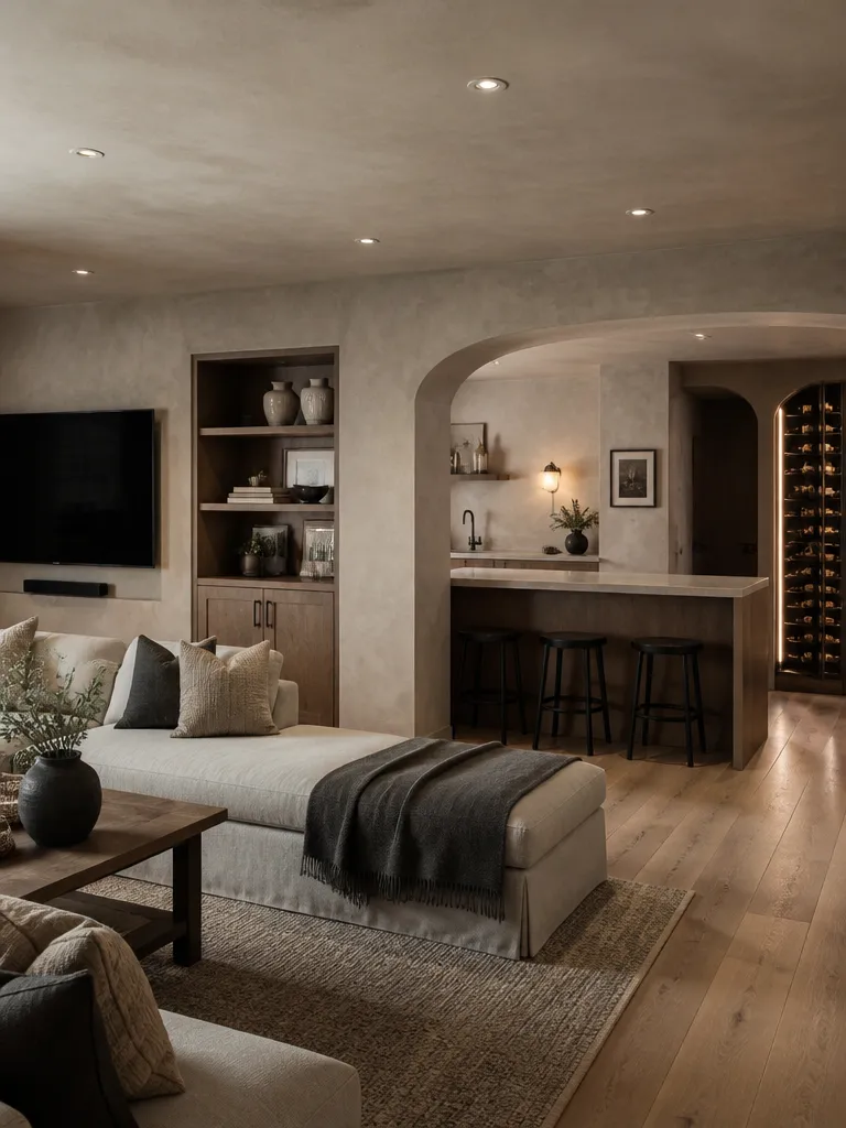 Limewash Paint Basement Warm residential staging