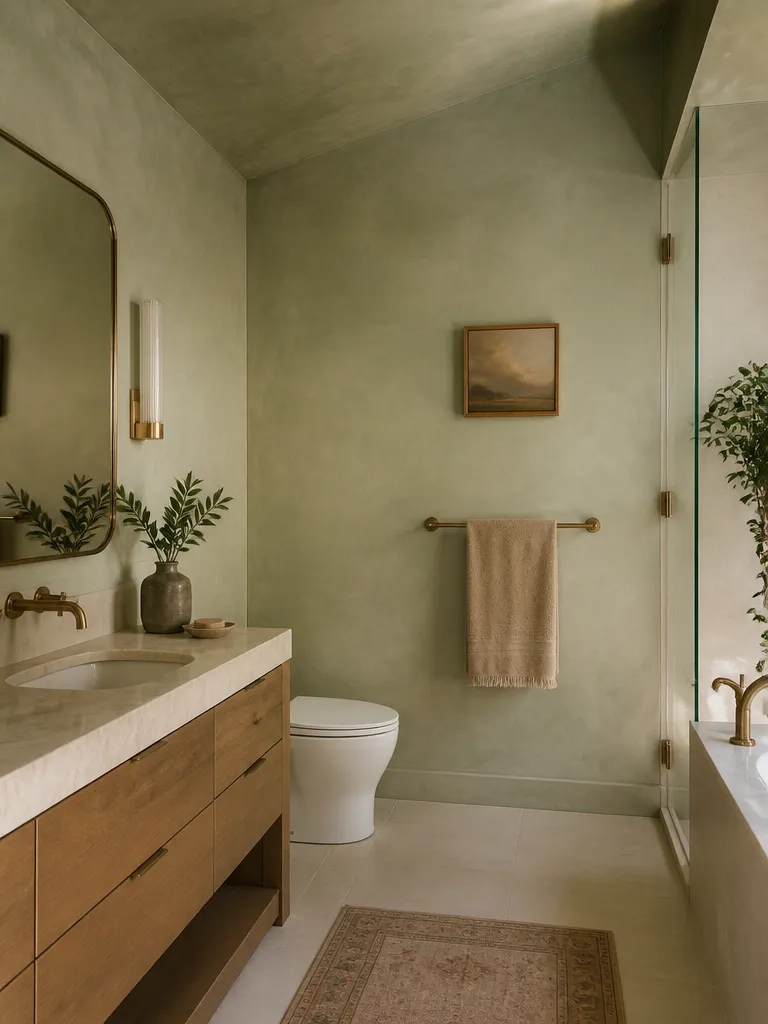Limewash Paint Bathroom Warm residential staging