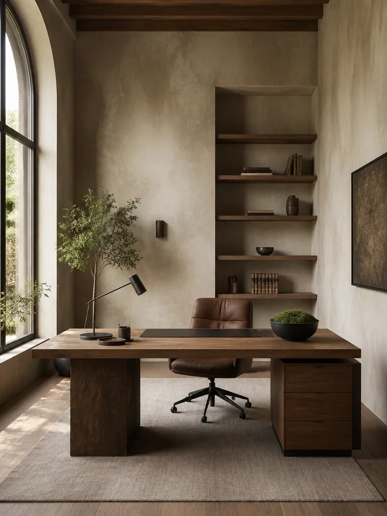 Limewash Paint Home Office Luxury editorial staging