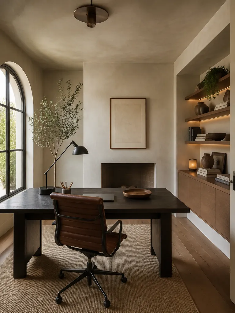 Limewash Paint Home Office Warm residential staging