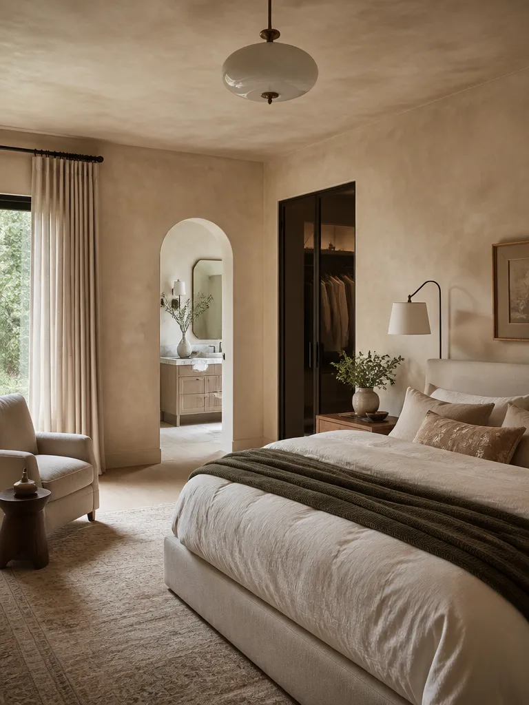 Limewash Paint Master Bedroom Warm residential staging
