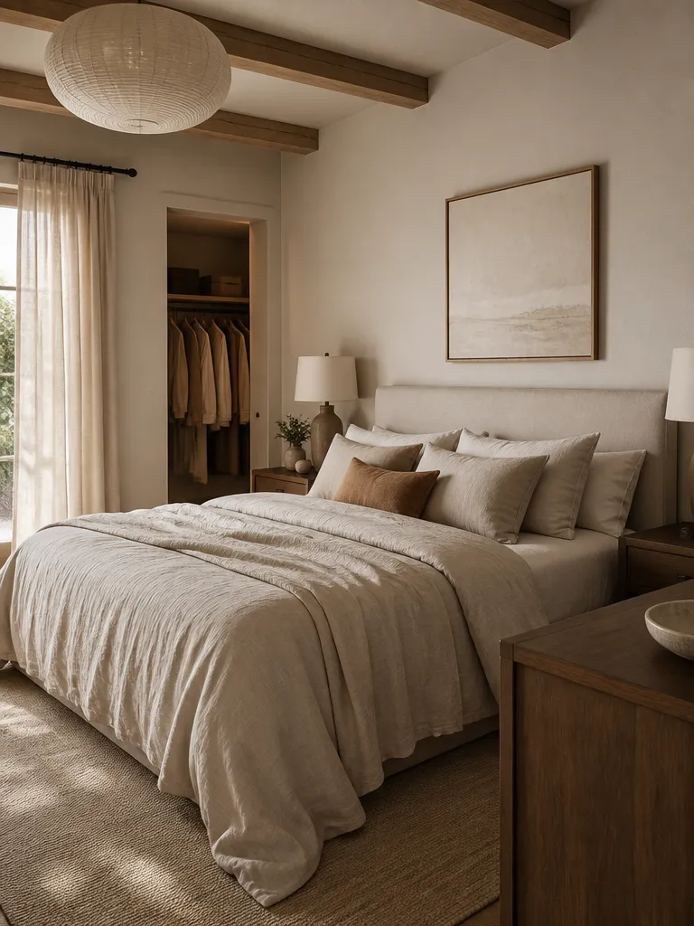 Linen Fabric Bedroom Warm residential staging