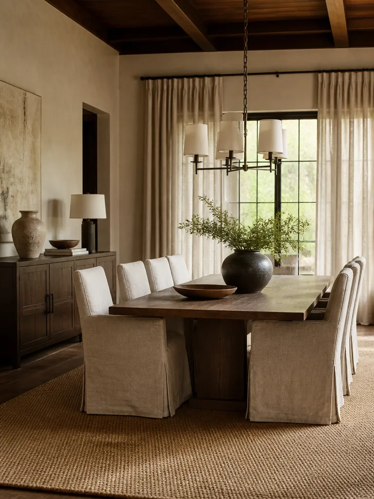 Linen Fabric Dining Room Luxury editorial staging