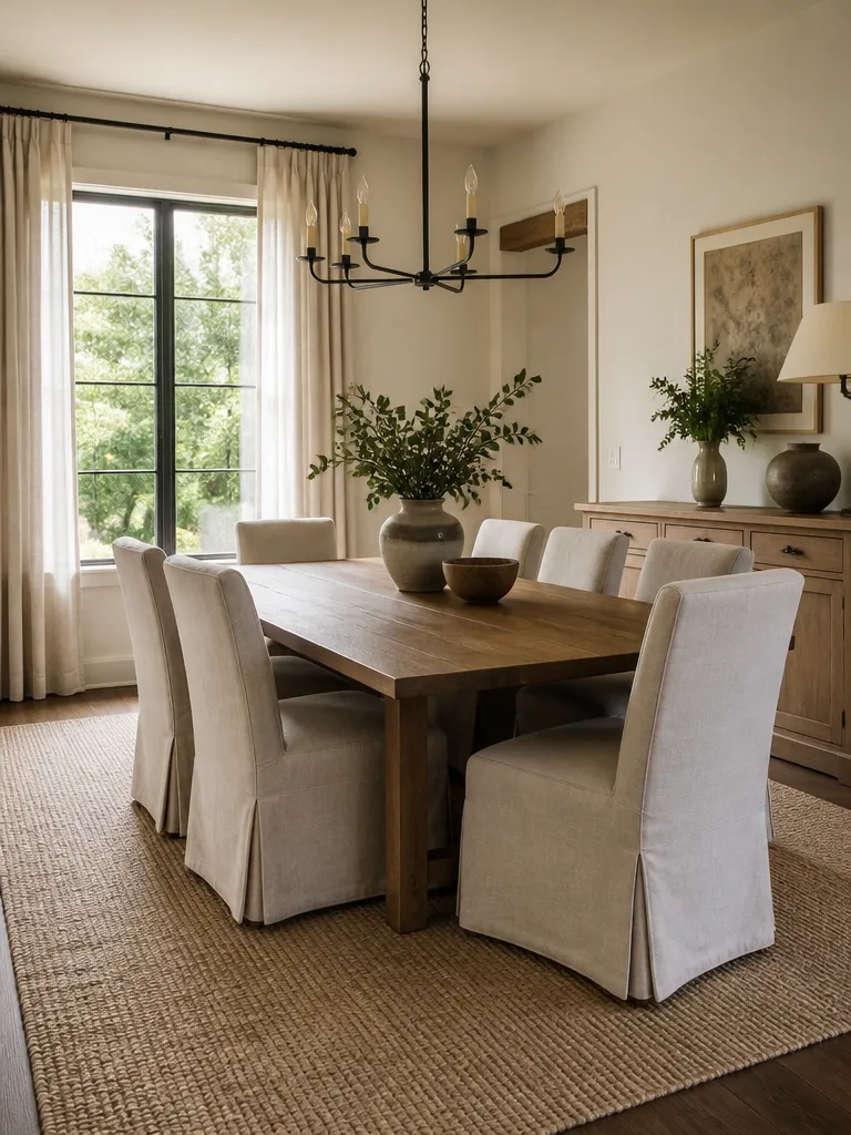 Linen Fabric Dining Room Warm residential staging
