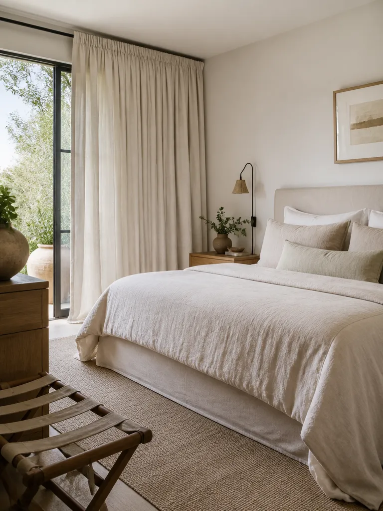 Linen Fabric Guest Bedroom Luxury editorial staging