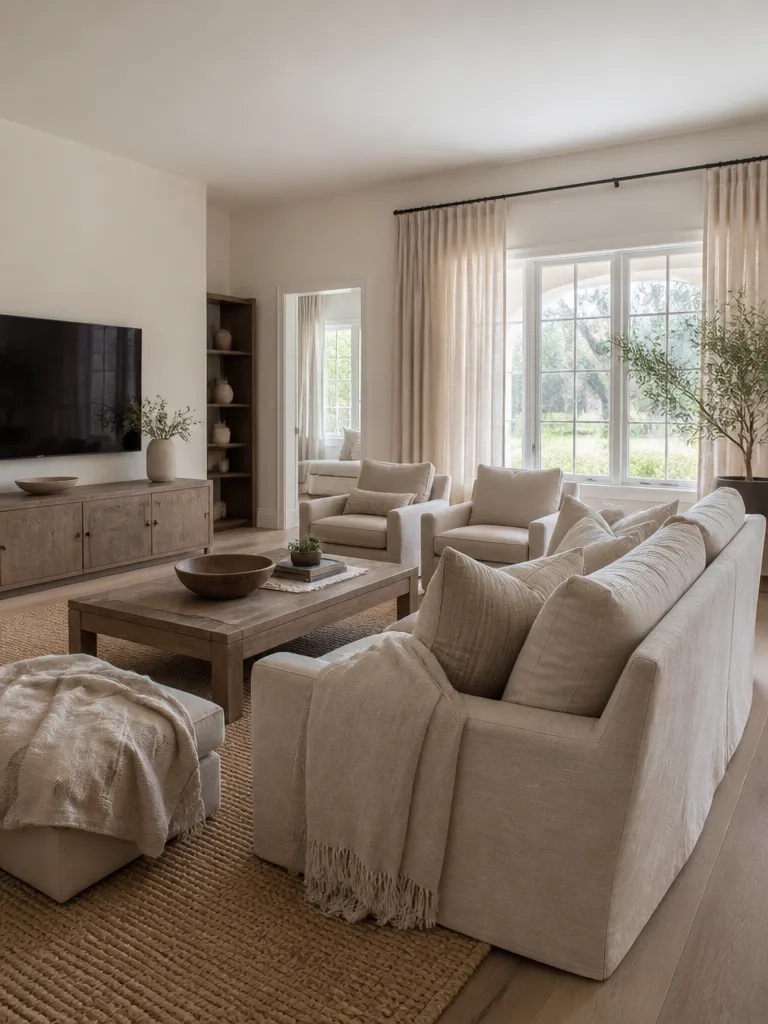 Linen Fabric Living Room Warm residential staging