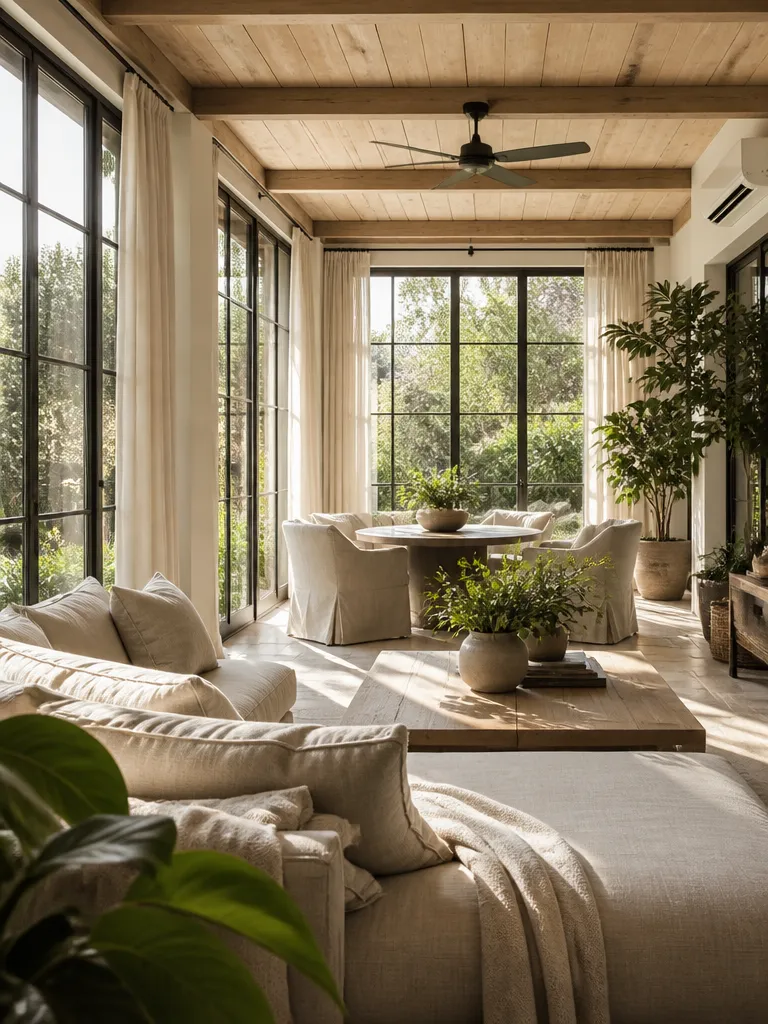 Linen Fabric Sunroom Luxury editorial staging