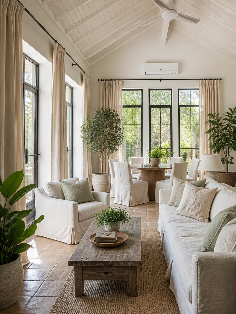 Linen Fabric Sunroom Warm residential staging