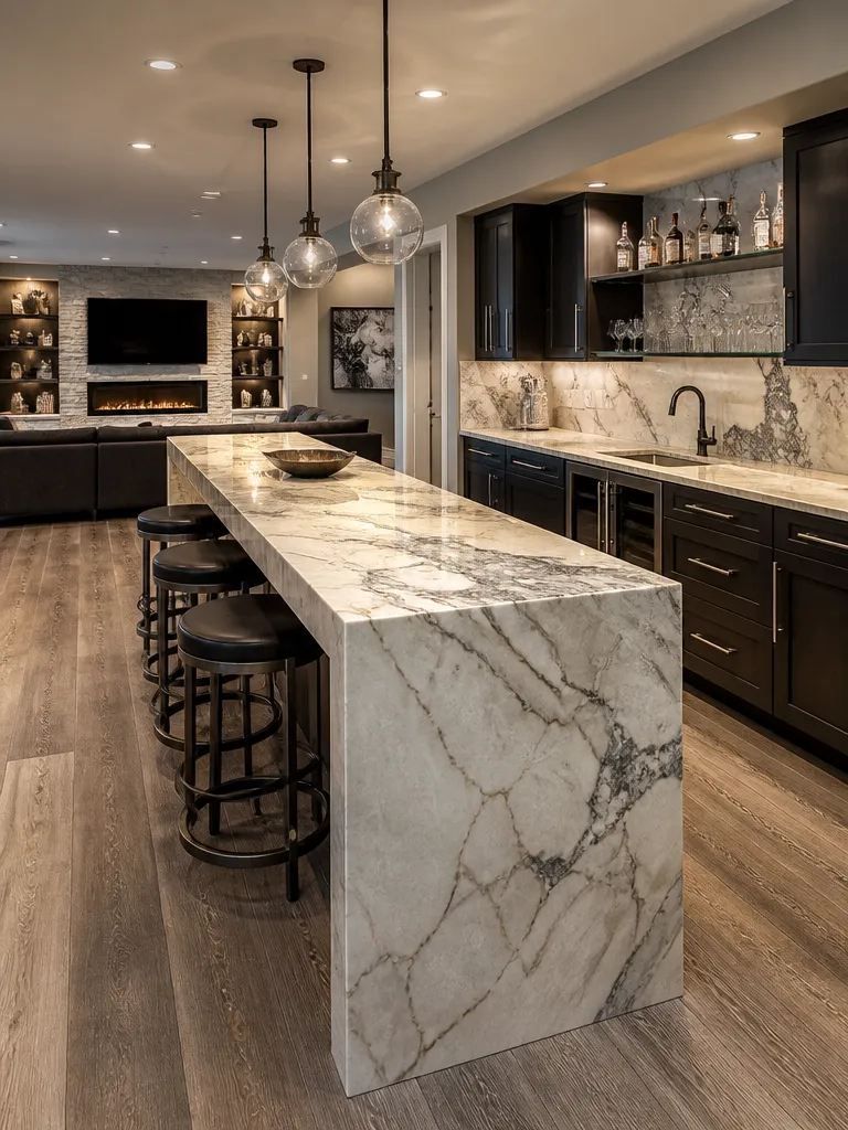 Marble Countertops Basement Warm residential staging