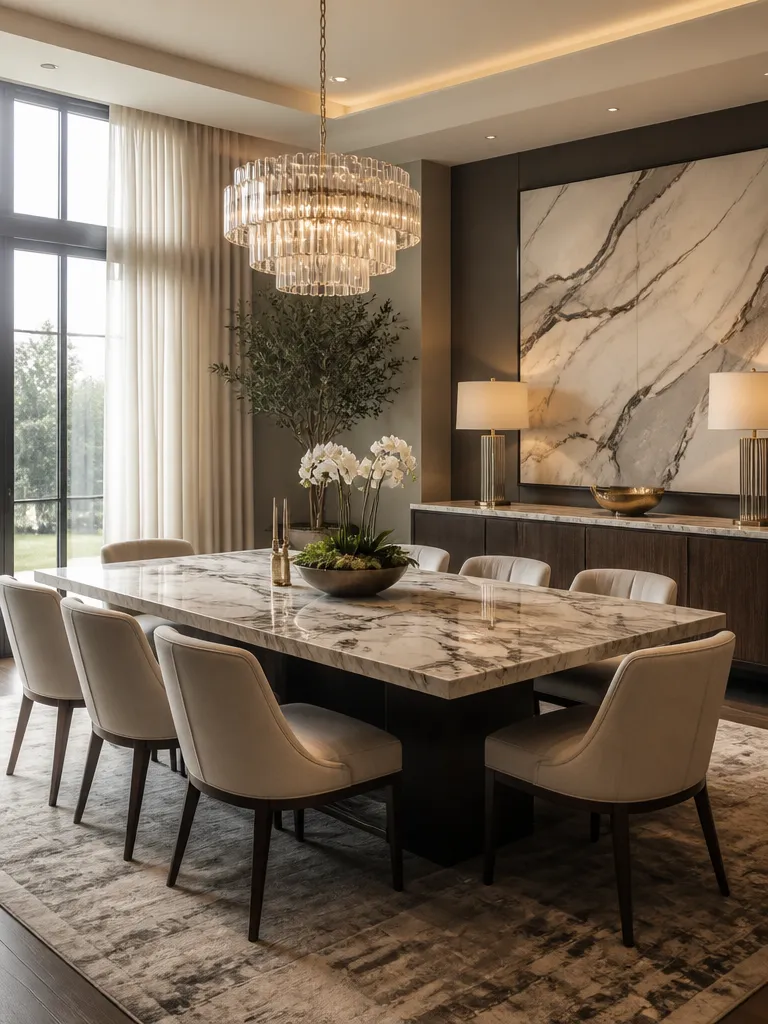 Marble Countertops Dining Room Luxury editorial staging