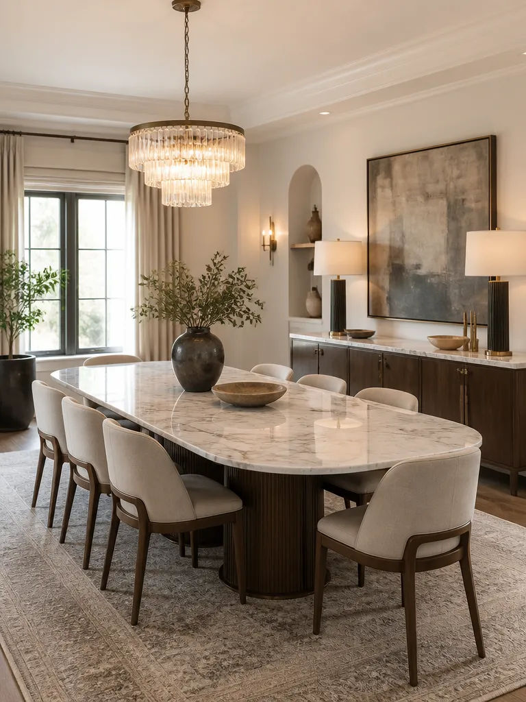 Marble Countertops Dining Room Warm residential staging