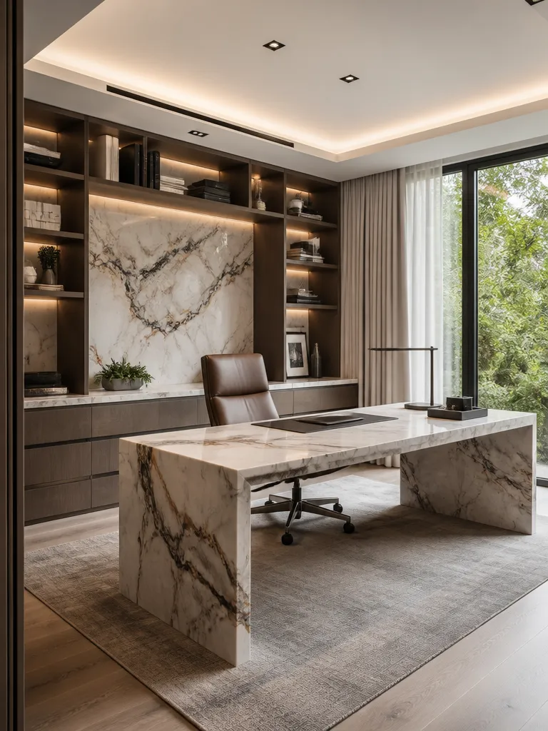 Marble Countertops Home Office Luxury editorial staging