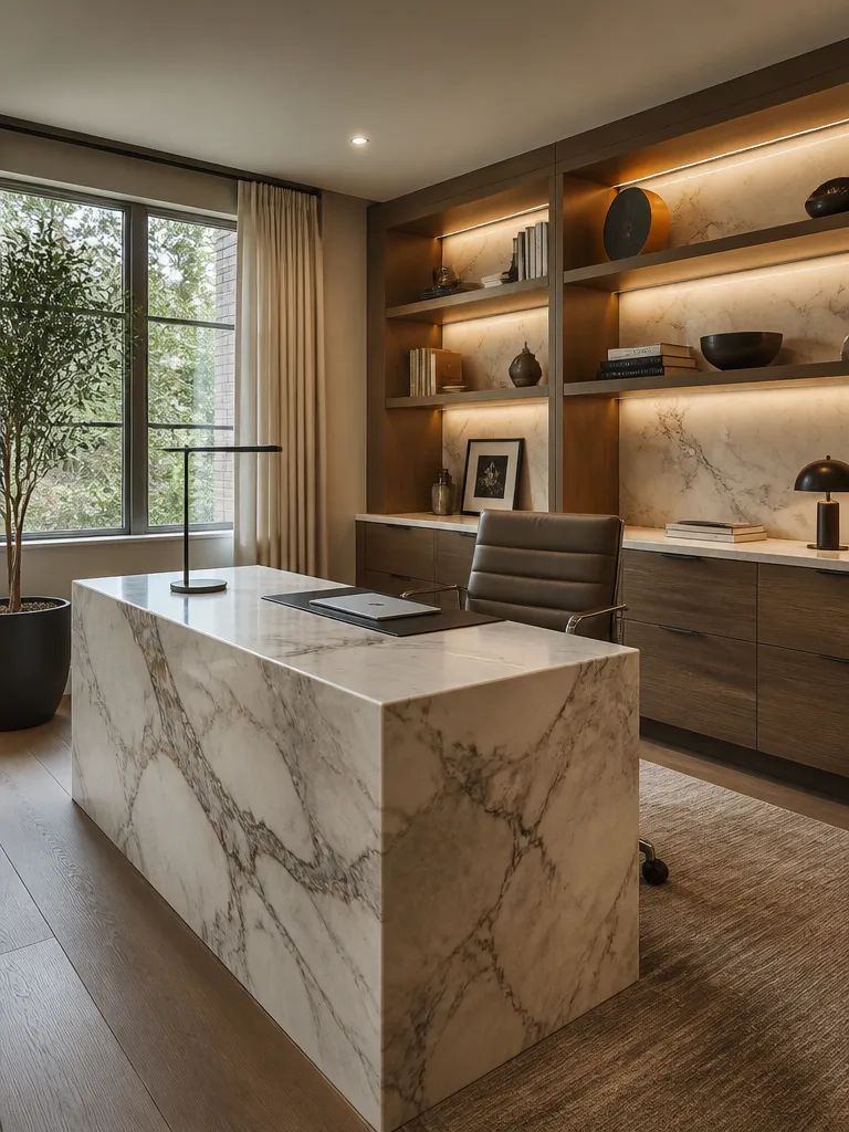 Marble Countertops Home Office Warm residential staging