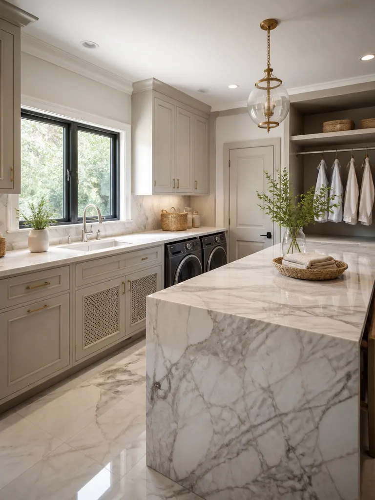 Marble Countertops Laundry Room Luxury editorial staging