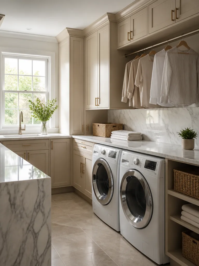 Marble Countertops Laundry Room Warm residential staging