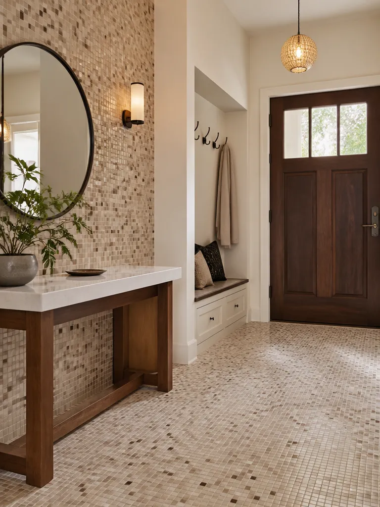 Mosaic Tile Entryway Warm residential staging
