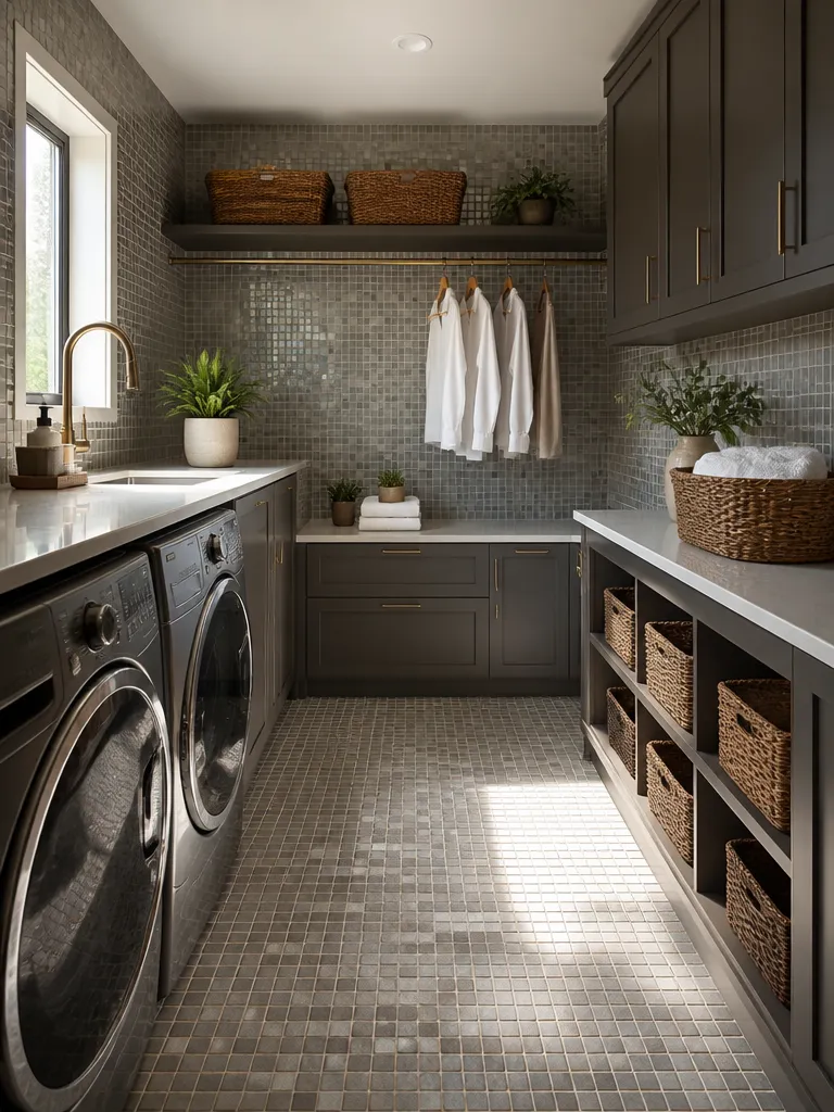 Mosaic Tile Laundry Room Luxury editorial staging