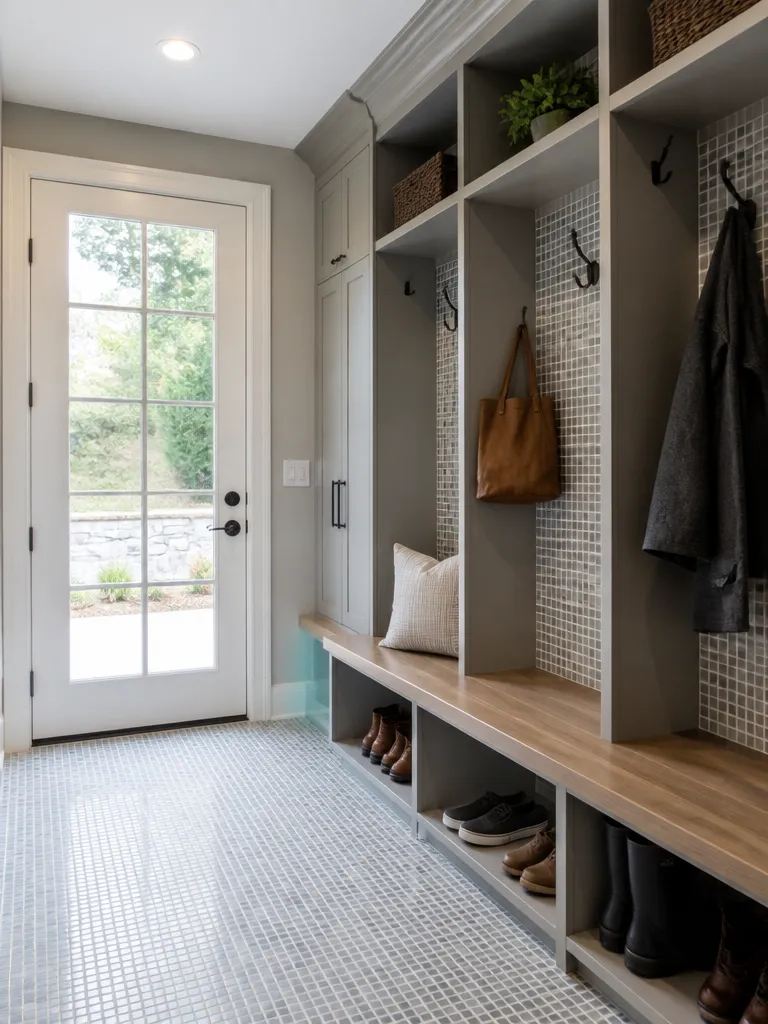 Mosaic Tile Mudroom Warm residential staging