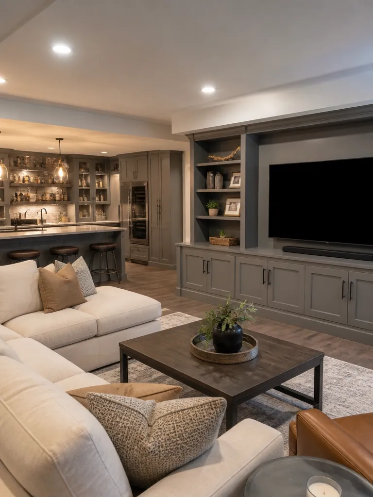Painted Cabinets Basement Warm residential staging
