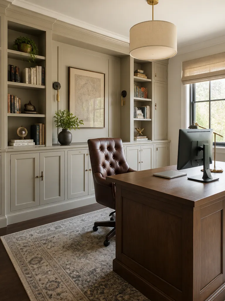 Painted Cabinets Home Office Warm residential staging