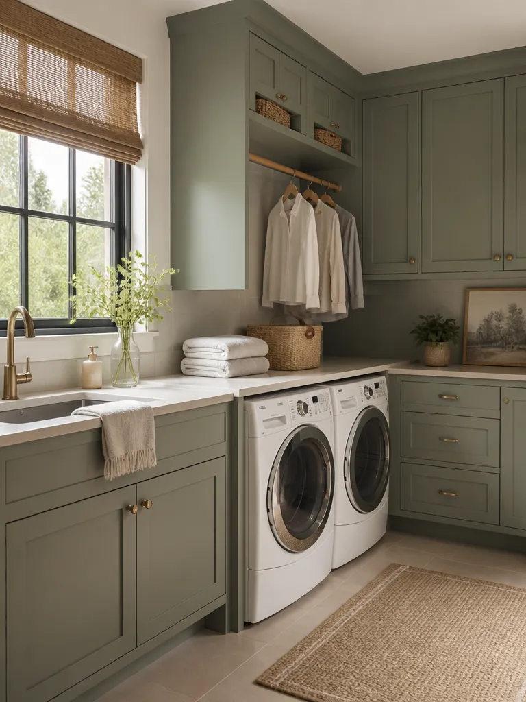 Painted Cabinets Laundry Room Warm residential staging
