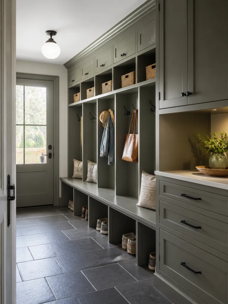 Painted Cabinets Mudroom Warm residential staging