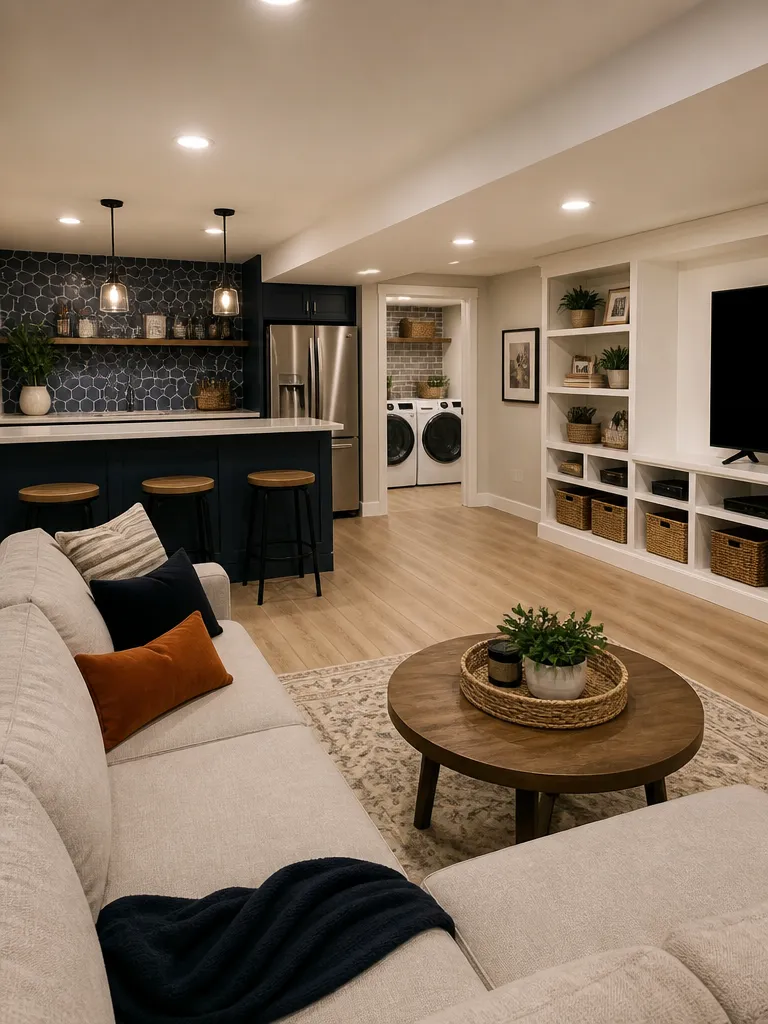 Peel and Stick Tile Basement Warm residential staging