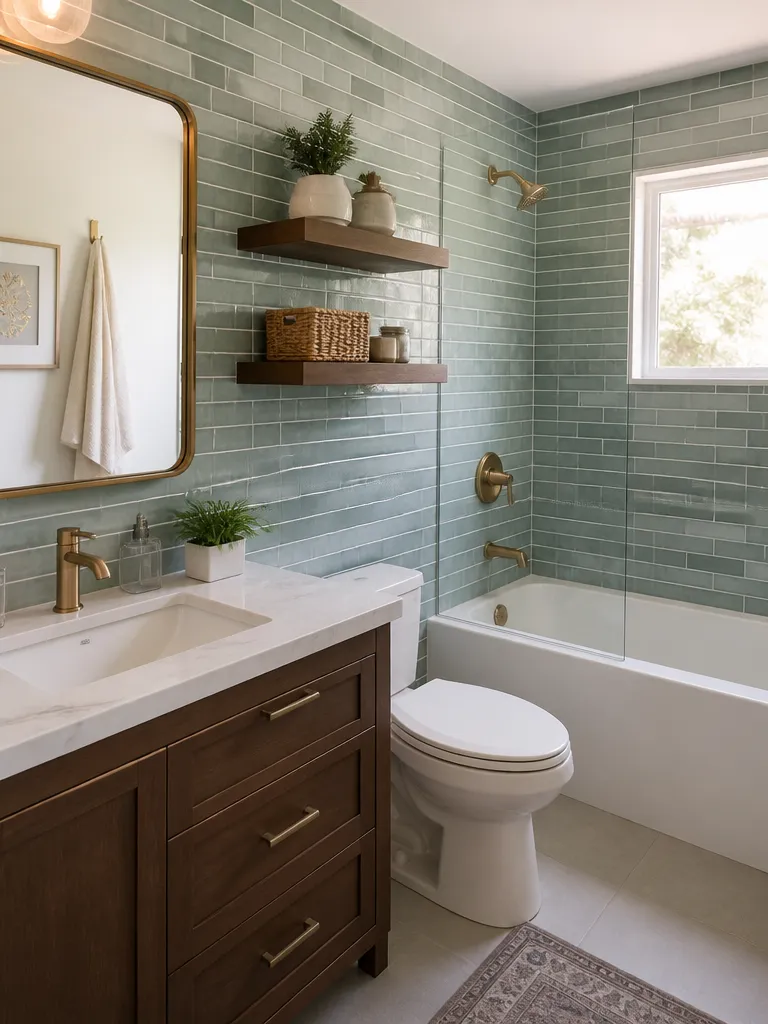 Peel and Stick Tile Bathroom Warm residential staging
