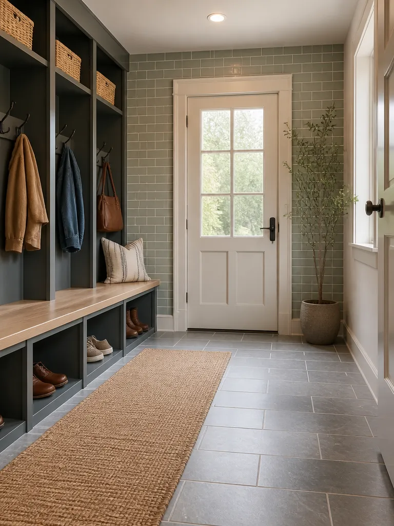 Peel and Stick Tile Mudroom Warm residential staging