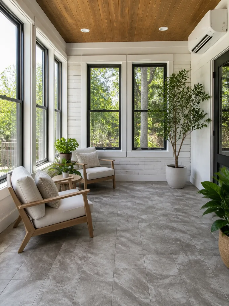 Peel and Stick Tile Sunroom