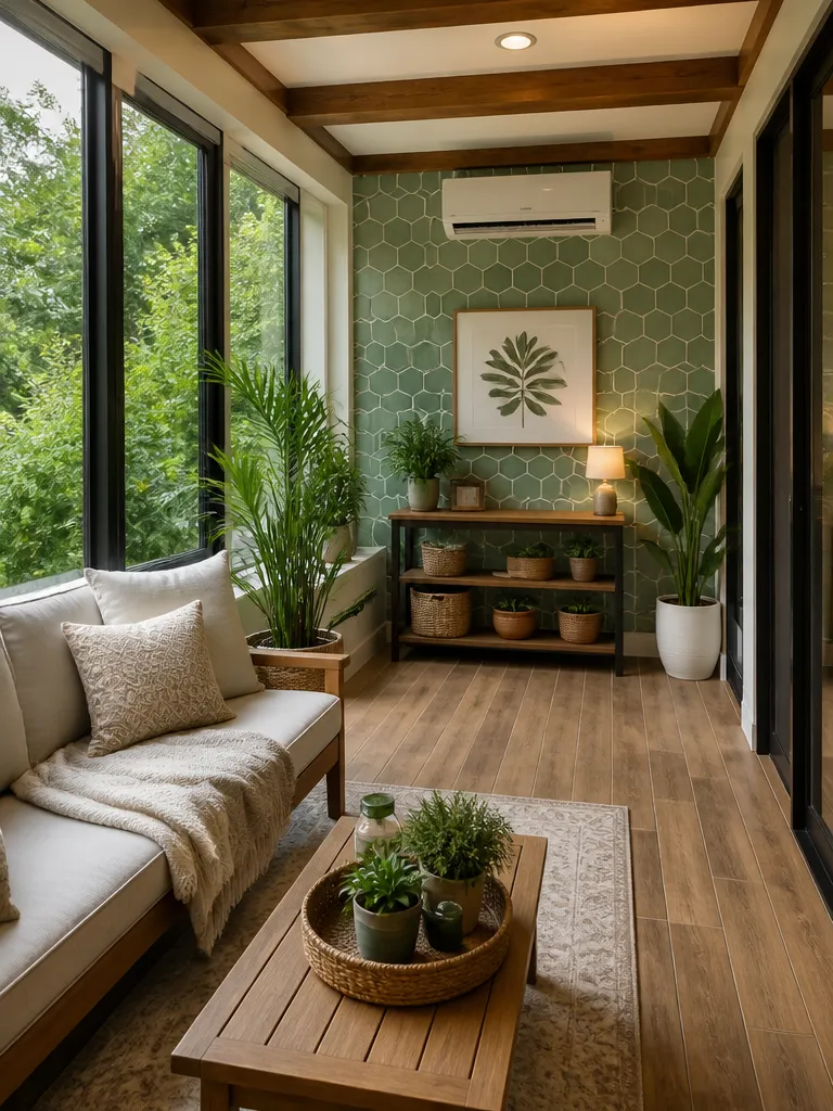 Peel and Stick Tile Sunroom Warm residential staging