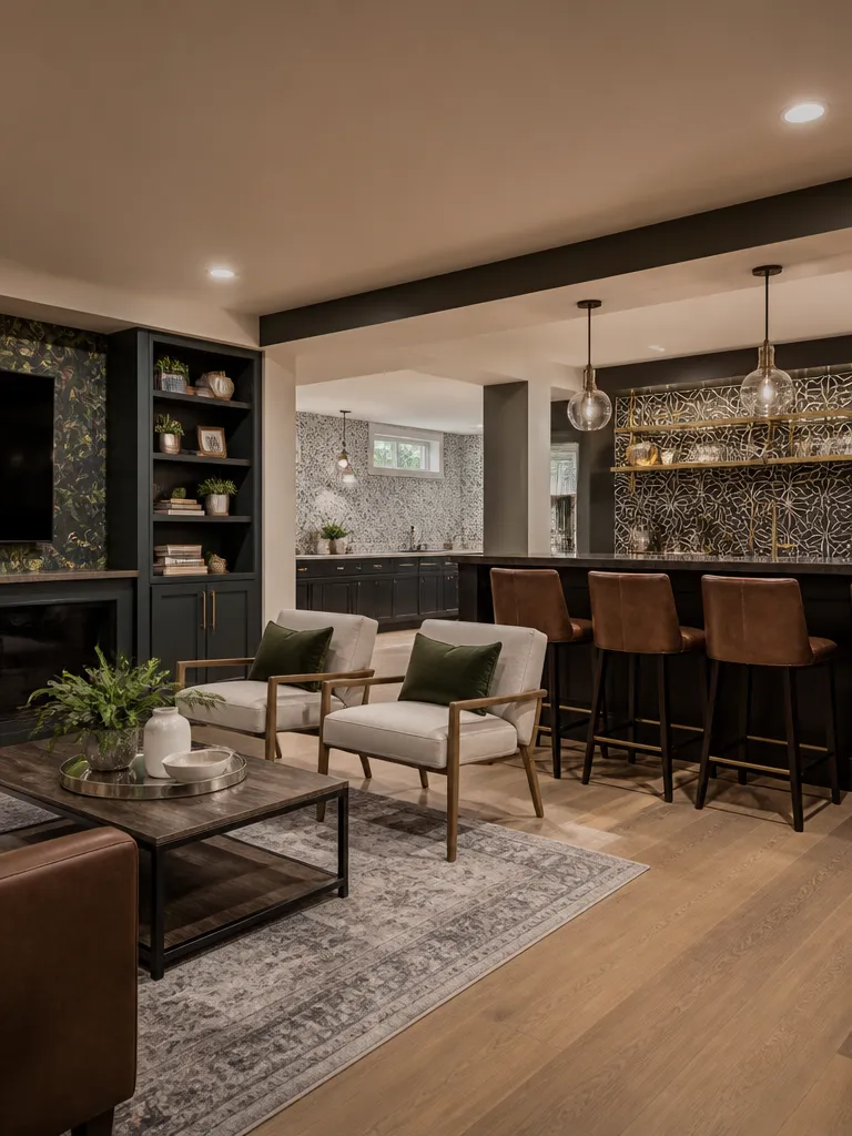 Peel and Stick Wallpaper Basement Luxury editorial staging