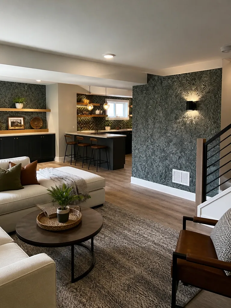 Peel and Stick Wallpaper Basement Warm residential staging