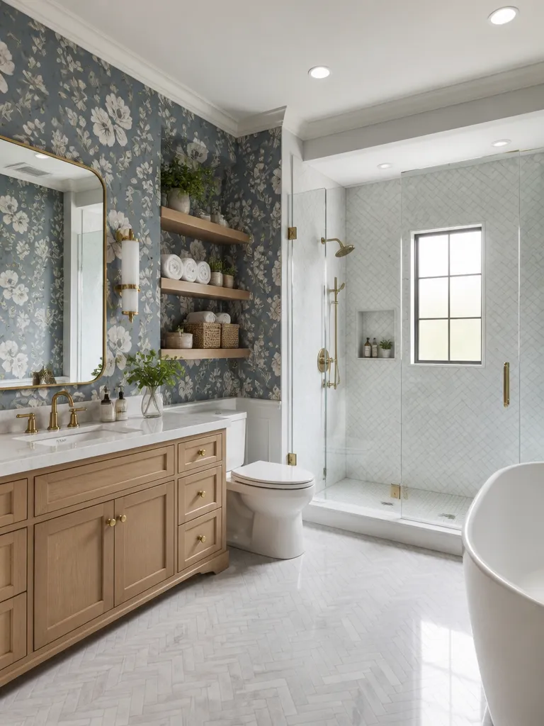 Peel and Stick Wallpaper Bathroom Luxury editorial staging
